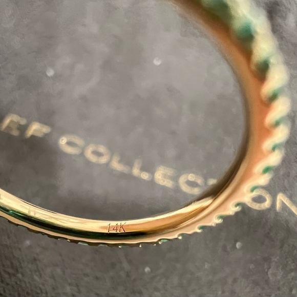 EF Collection 14K Yellow Gold Emerald Eternity Stacking Ring - Picture 7 of 12